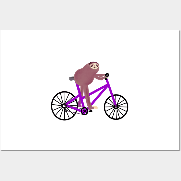 Sloth On A Purple Bike Wall Art by CatGirl101